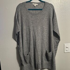 Sejour Light Gray Knit Sweater Top- Wool and Cashmere